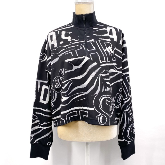adidas Tops - ADIDAS Women’s Halfzip Graphic Sweatshirt Black Size XL